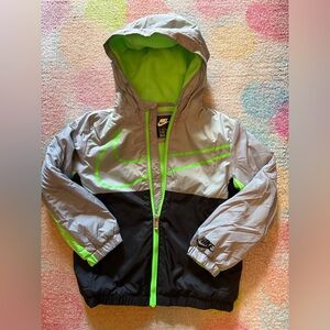 Nike Gray and Neon Green Hooded Jacket size 6 new